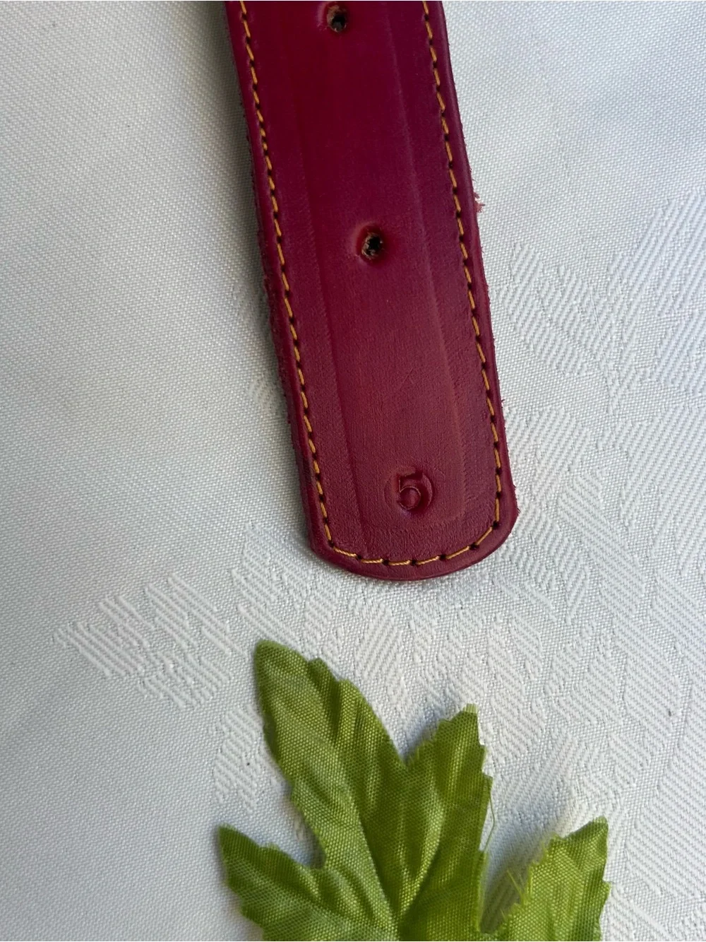 Leather Dog Collar Burgundy Red Adjustable 15-21
